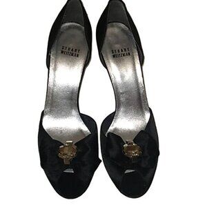 Stuart Weitzman Black Satin Evening Pumps